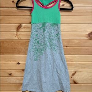 Green and Gray Floral Kids Dress